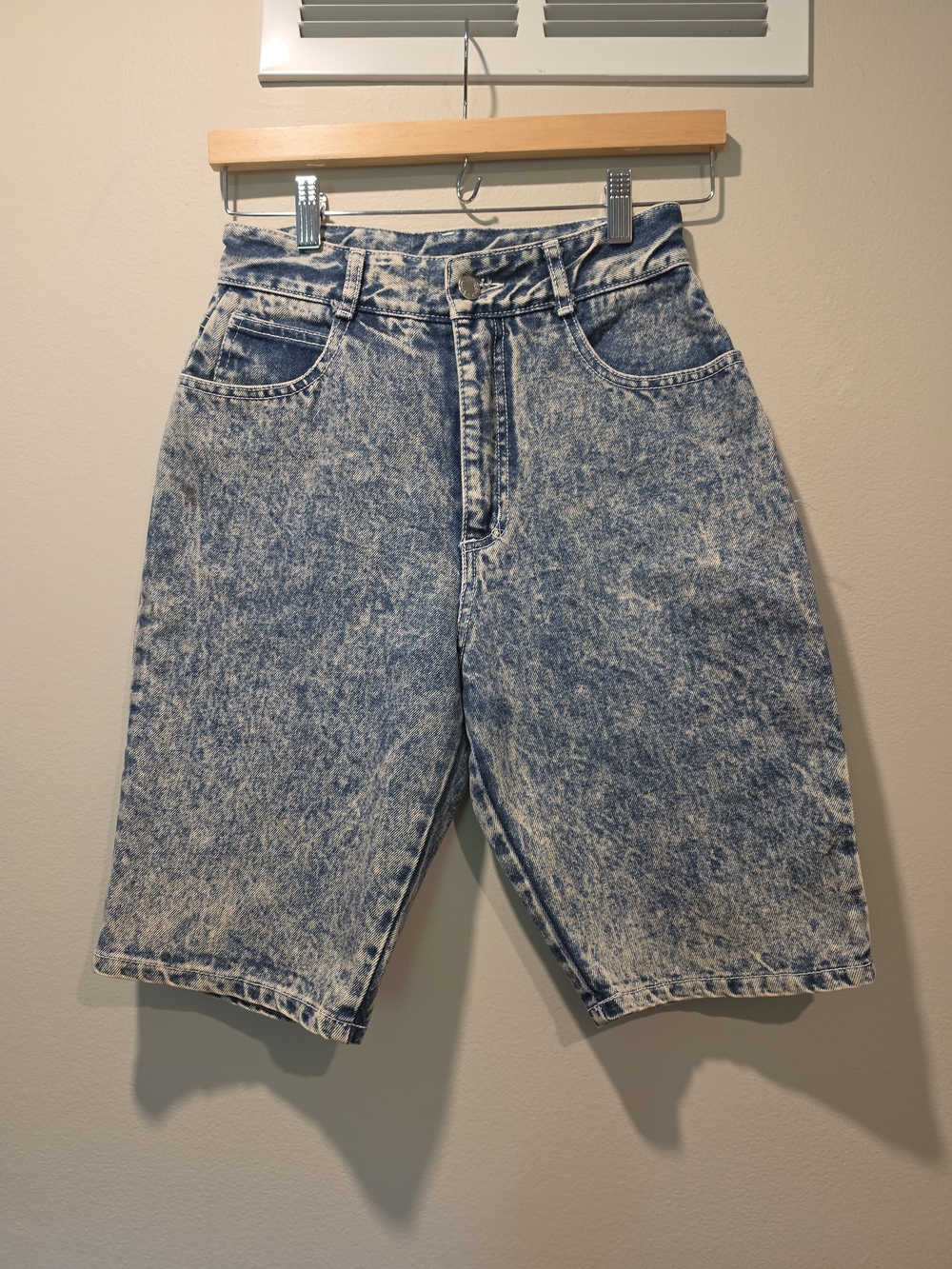 Vintage Acid Wash Blue High-Rise Jean Shorts